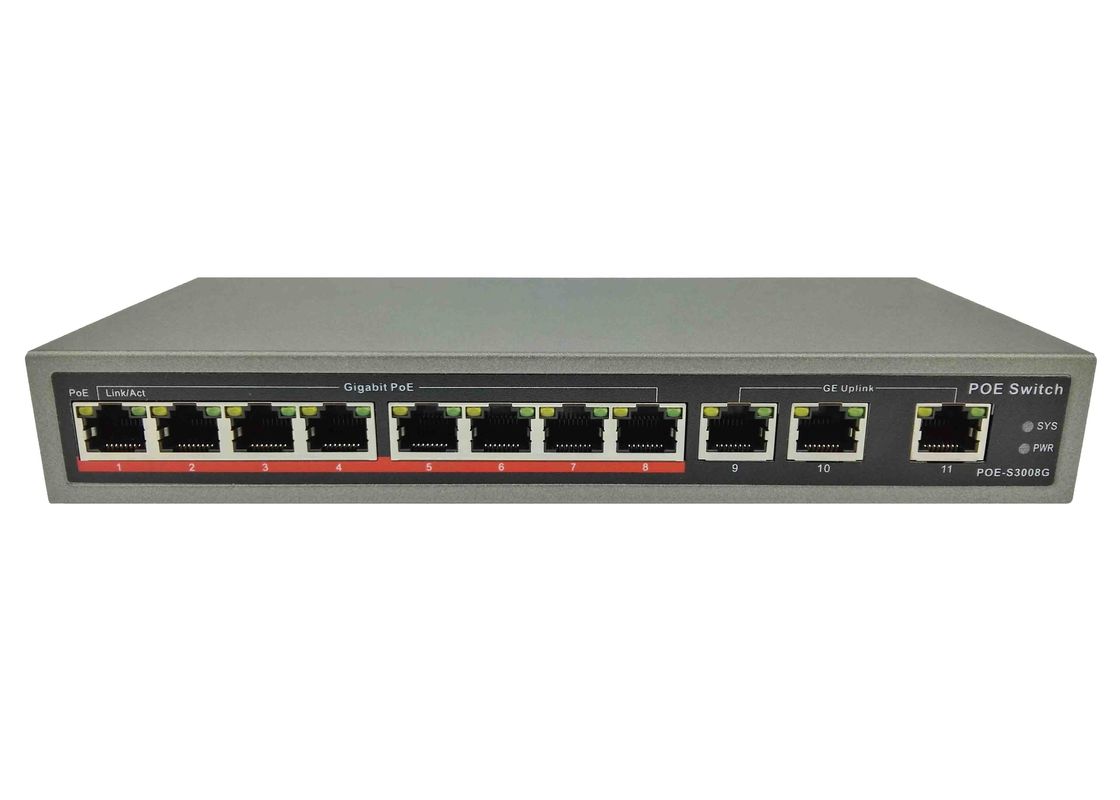 POE-S3008G(8GE+3GE) 8 Port Gigabit IEEE802.3af/at PoE Switch with 120W External power supply (Newly Developed)