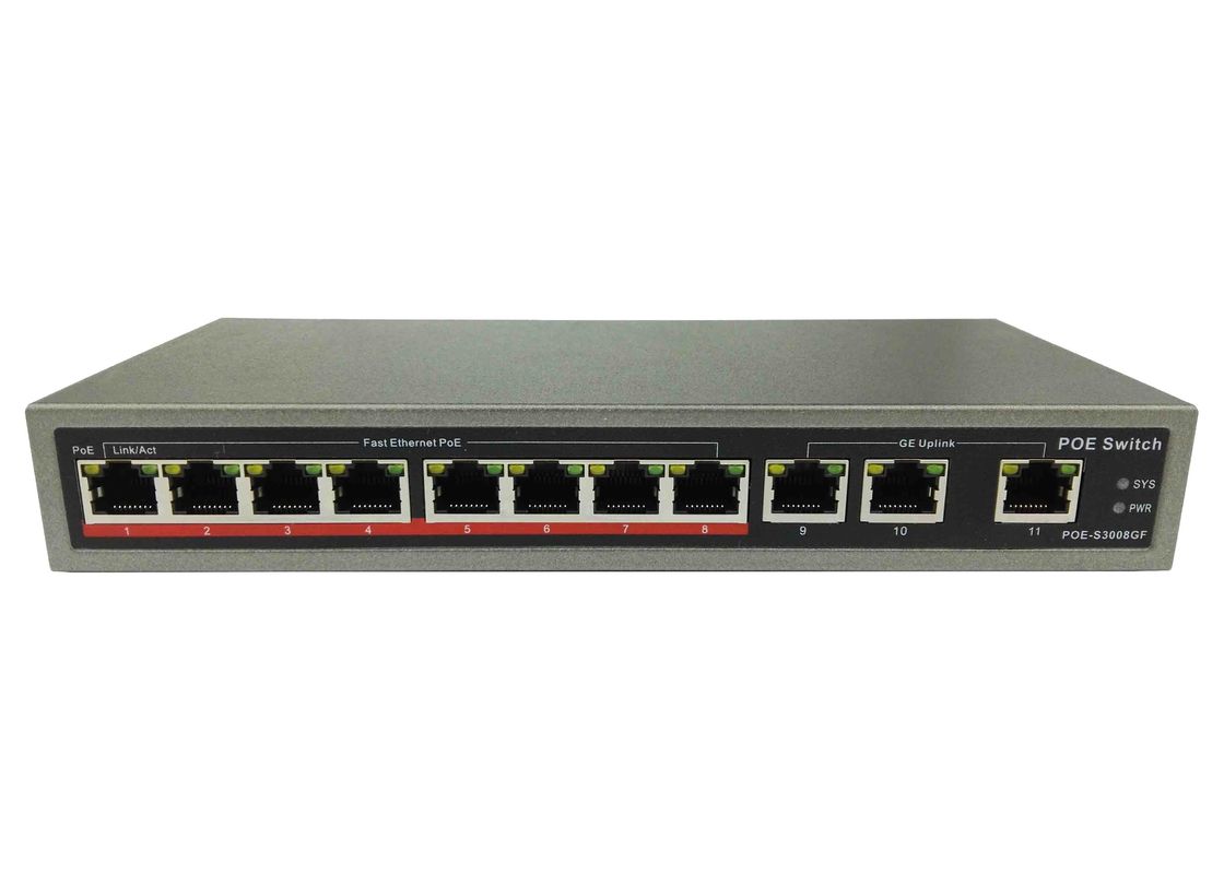 POE-S3008GF(8FE+3GE) 8 Port 10/100Mbps IEEE802.3af/at PoE Switch with 120W External power supply (Newly Developed)